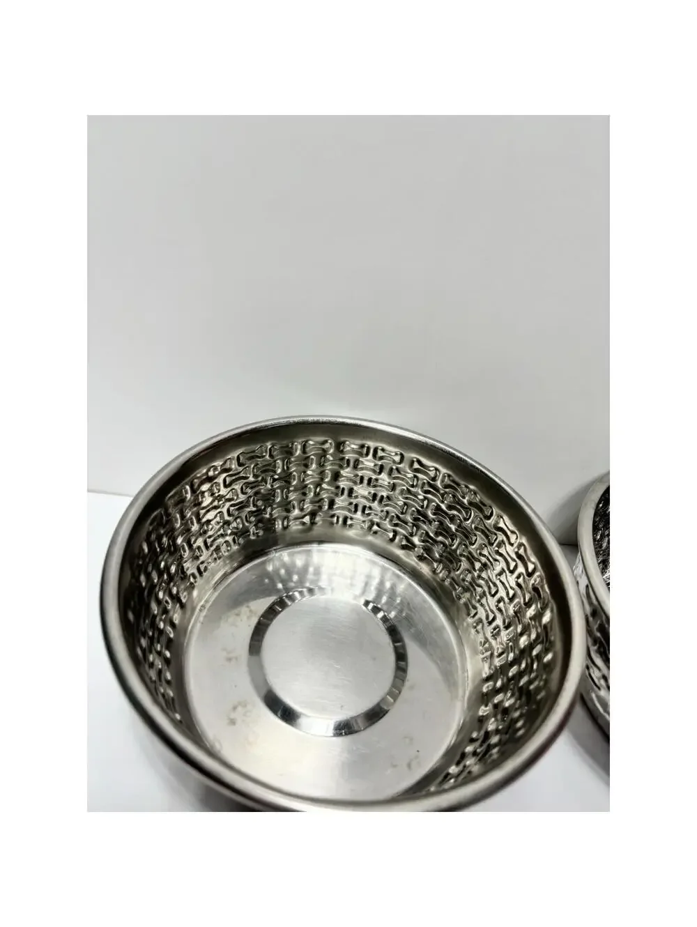 Dogit Silver Chrome Mini Bone Dog Bowls Set of 3 for Pets GUC As Is